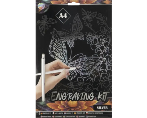 Set scratch fluture A4 argintiu