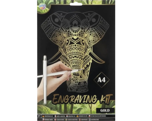 Set scratch elefant A4 auriu