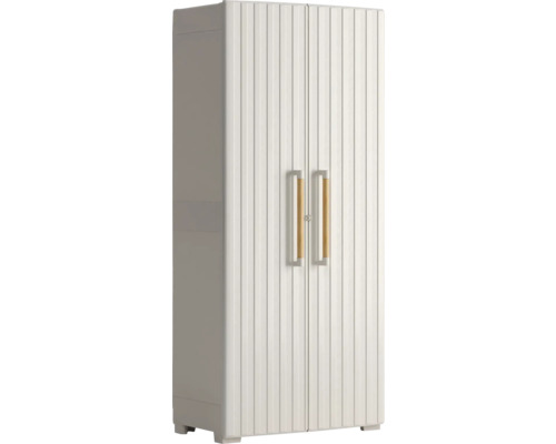 Dulap utilitar plastic 2 uși 68x90x45 Ketter Groove Tall, cu 3 polițe max. 30kg, bej Dulap utilitar plastic 2 uși 68x90x45 Ketter Groove Tall, cu 3 polițe max. 30kg, bej