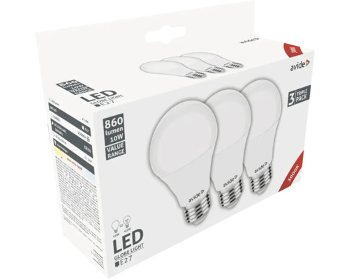 Avide Bec LED E27 10 wați, set de 3 bucăți