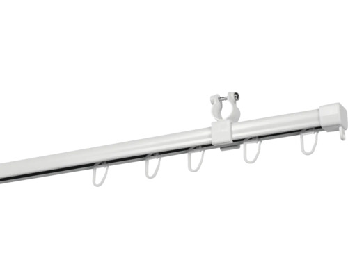 Șină de perdea din plastic cu glisiere și material de fixare