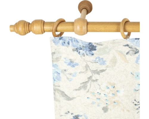 Bară de perdea din lemn cu perdea cu model floral