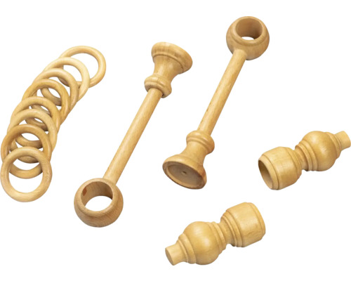 Accesorii pentru galerii din lemn, inclusiv inele și suporturi