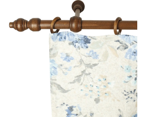 Bară de perdea din lemn cu draperie cu model floral