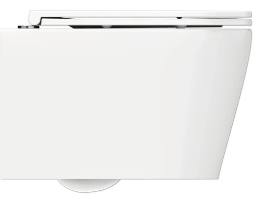 Vizualizare detaliată a unui WC suspendat cu capac