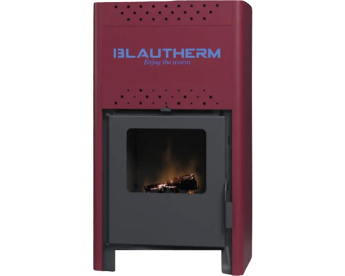 Termoșemineu pe lemne, brichete Blautherm Hidro 15, 13,5 kW, 3,72 kg/h, roșu