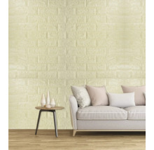 Panou decorativ autoadeziv 3D model cărămidă crem 70x77 cm, set 4 buc.