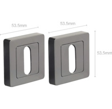 Două plăcuțe metalice pentru uși cu dimensiunile de 53,5 mm.