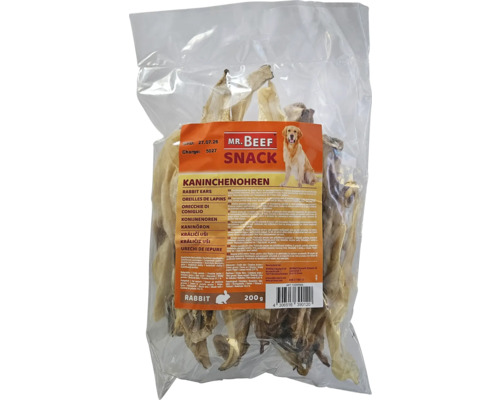Snack pentru câini MR. BEEF Urechi de iepure 200 g Mr. Beef Snack urechi de iepure, 200 grame