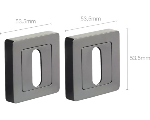 Două rozete metalice pentru uși, fiecare cu o lățime de 53,5 mm