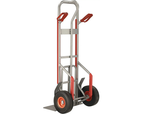 Cărucior metalic pentru saci cu mânere și roți roșii