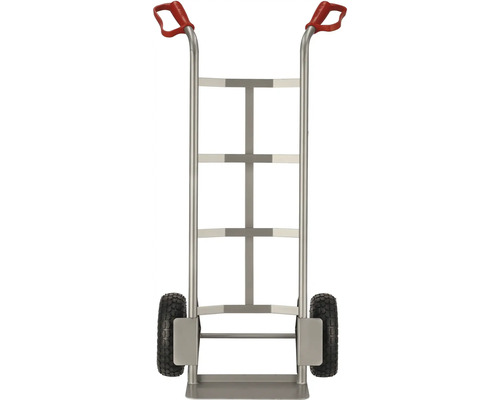 Cărucior sac din metal cu mânere roșii și roți negre