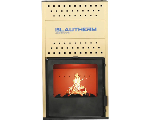 Termoșemineu pe lemne, brichete Blautherm Hidro 20, 18 kW, 4,93 kg/h, bej Șemineu Blautherm cu foc de lemne