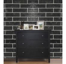 Panou decorativ autoadeziv 3D model cărămidă negru 68x68 cm, set 4 buc.
