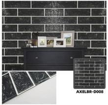 Panou decorativ autoadeziv 3D model cărămidă negru 68x68 cm, set 4 buc.
