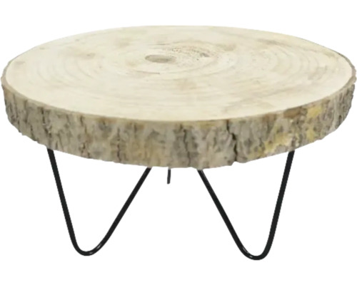 Măsuță decorativă din trunchi de copac cu picioare metalice