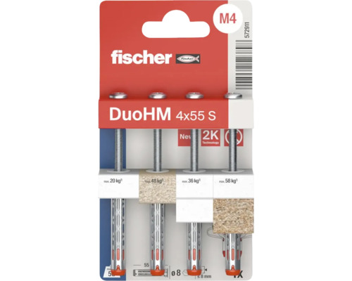 Ancore metalice Fischer DuoHM 4x55 S în blister