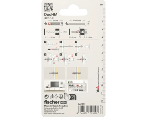 Dibluri Fischer DuoHM 4x55 S, instrucțiuni de montaj