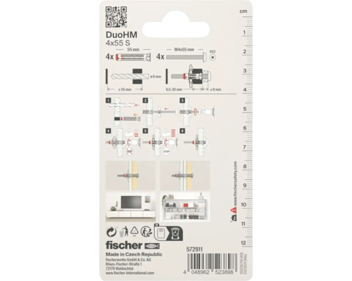 Dibluri Fischer DuoHM 4x55 S, informații despre utilizare
