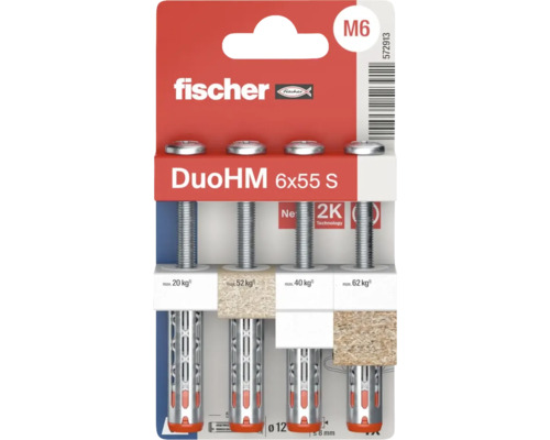 fischer DuoHM 6x55 S dibluri cu șuruburi, 4 bucăți