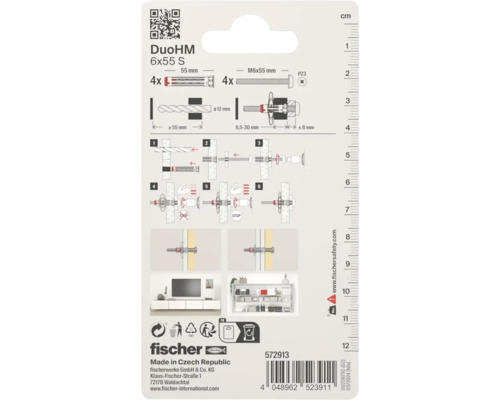 Diblul fischer DuoHM 6x55 S, instrucțiuni de montaj