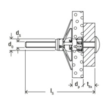 Dibluri metal și șurub pentru gipscarton Fischer DuoHM S PZ PB NV 10x55mm