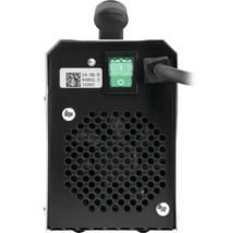 Vedere din spate a unui aparat de sudură cu întrerupător și orificii de ventilație