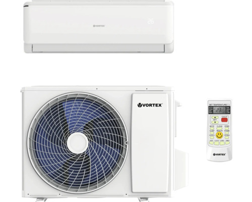 Aparat aer condiționat Vortex 24000 BTU WiFi Smart, alb, incl. kit de instalare 3m (ediție 2025) Aparat de aer condiționat Vortex cu unitate exterioară și telecomandă