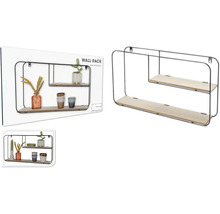 Raft de perete cu două rafturi din lemn și metal