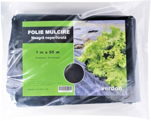 Folie de mulcire neagră neperforată, un metru pe 50 metri