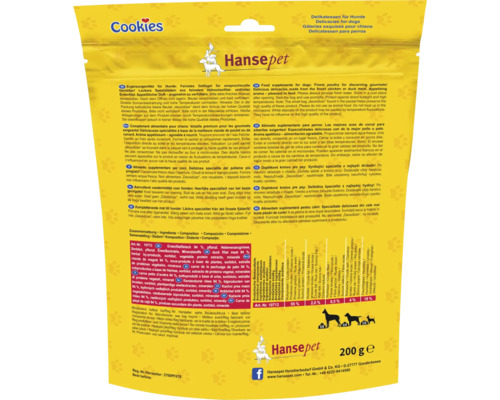 Hansepet biscuiți pentru câini cu rață pentru câini pretențioși, 200 grame
