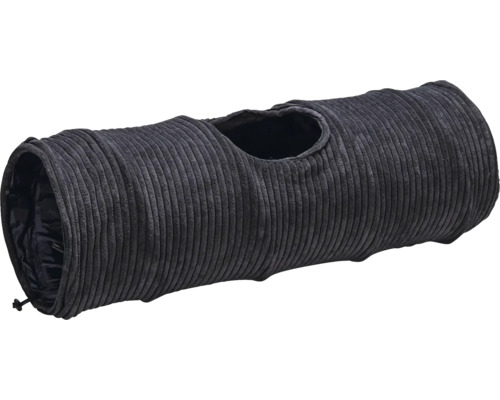 Jucărie pisici Designed by Lotte tunel 25x25x75 cm gri închis Tunel pentru pisici din catifea reiată cu vizor