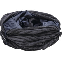 Fular tubular gri închis din catifea reiată cu închidere cu nasturi