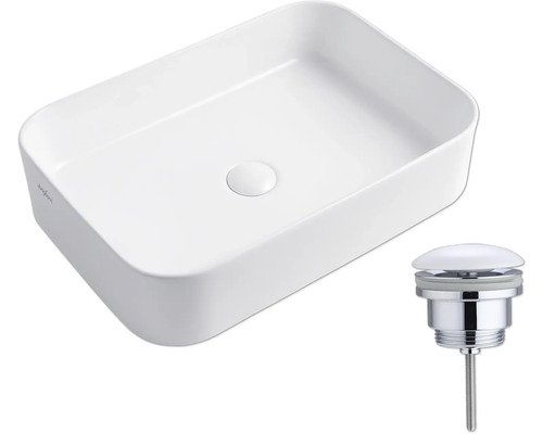 Lavabo ceramic pe blat cu set de scurgere