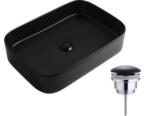 Lavoar ceramic dreptunghiular, montat pe blat, cu set de scurgere