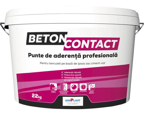 Amorsă ADEPLAST Betoncontact pentru tencuială de interior și exterior 22 kg Găleată Punte de aderență Betoncontact pentru tencuieli pe bază de gips sau ciment, 22 kilograme