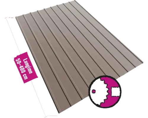 Tablă cutată Bravo H6 970x0,4 mm RAL 8017 lucios (lungime configurabilă)