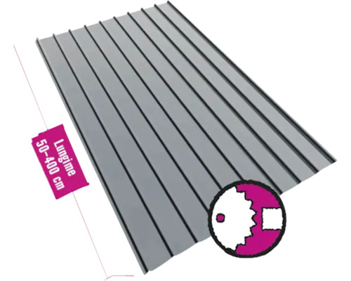 Tablă cutată Bravo H12 1142x0,4 mm RAL 7016 lucios (lungime configurabilă) Tablă trapezoidală cu o lungime de 50 până la 400 de centimetri