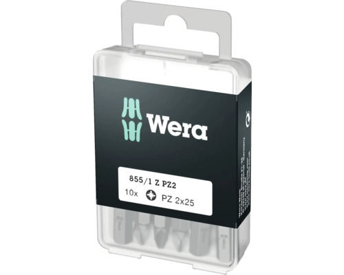 Set biți Wera PZ2 x 25mm, 10 piese Set de biți Wera 855/1 Z PZ2, 10 bucăți