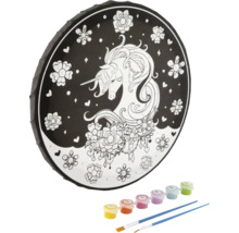 Imagine pictură pe numere cu motiv de unicorn, culori și pensule