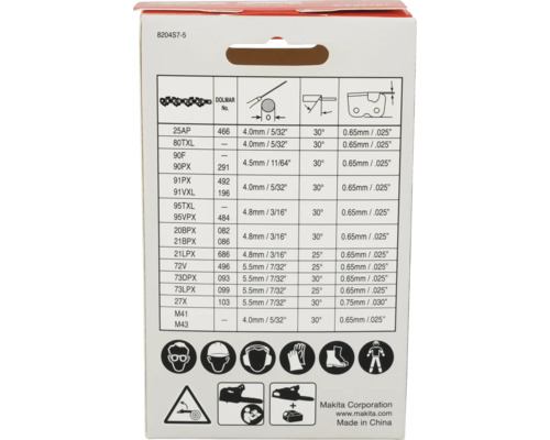 Informații despre specificațiile drujbei pe ambalaj