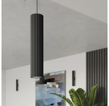 Lampa suspendată neagră cu suprafață striată