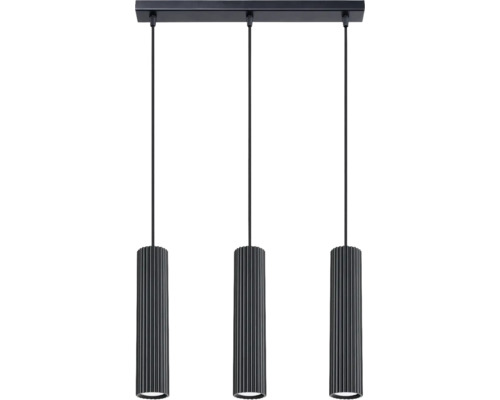 Lustră Karbon GU10 max. 3x10W, metal/negru Lumină suspendată cu trei becuri și abajururi cilindrice