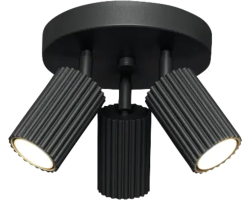 Lumină de plafon neagră cu trei spoturi