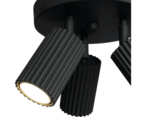 Lumină de plafon neagră cu trei spoturi