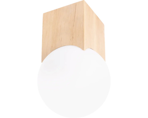 Spot aplicat Solis G9 max. 1x8W, lemn/alb Lămpi de perete din lemn cu capac rotund de sticlă