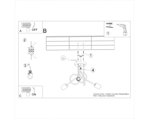 Instrucțiuni de montaj pentru o lampă de plafon