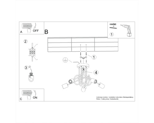 Instrucțiuni de montaj pentru o plafonieră