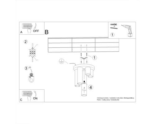 Instrucțiuni de montaj pentru o plafonieră