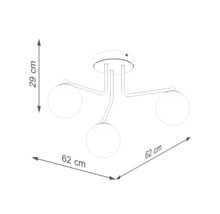 Dimensiunile plafonierei: 62 cm lățime și 29 cm înălțime